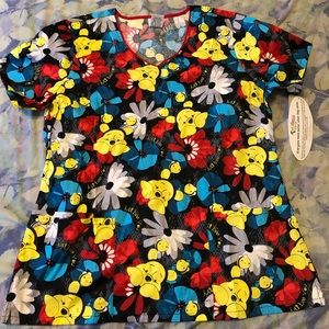 Winnie the Pooh Scrub Top (Large) NWT